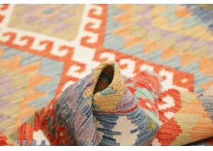 Tappeto Kilim Stilizzato Rosso Azzurro 123x173 Cm