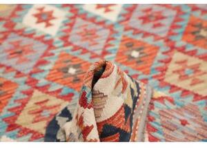 Tappeto Kilim Geometrico Rosso Bianco 134x191 Cm