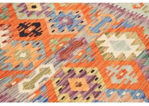 Tappeto Kilim Geometrico Azzurro Arancione 119x166 Cm
