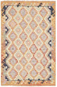 Tappeto Kilim Geometrico Giallo Senape Beige 114x176 Cm
