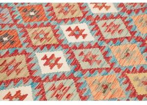 Tappeto Kilim Geometrico Rosso Bianco 134x191 Cm