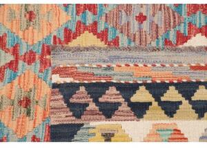 Tappeto Kilim Geometrico Rosso Bianco 134x191 Cm