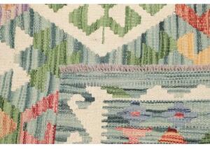 Tappeto Kilim Stilizzato Verde Acqua Rosso Corallo 128x181 Cm