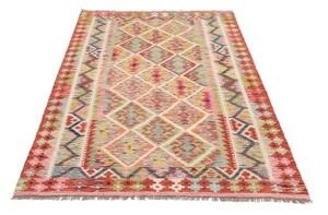 Tappeto Kilim Geometrico Terracotta Azzurro 122x183 Cm