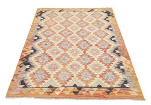 Tappeto Kilim Geometrico Giallo Senape Beige 114x176 Cm