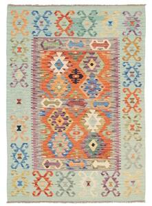 Tappeto Kilim Geometrico Azzurro Arancione 119x166 Cm