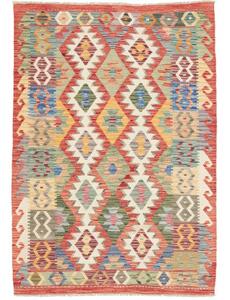 Tappeto Kilim Geometrico Rosso Mattone Multicolore 123x176 Cm