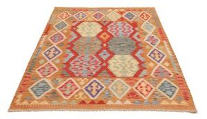 Tappeto Kilim Geometrico Arancione Rosso 133x178 Cm