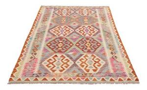 Tappeto Kilim Geometrico Beige Arancione 123x179 Cm
