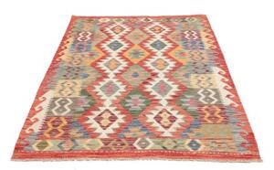 Tappeto Kilim Geometrico Rosso Mattone Multicolore 123x176 Cm