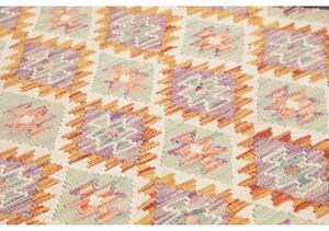 Tappeto Kilim Geometrico Giallo Senape Beige 114x176 Cm