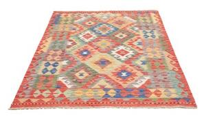 Tappeto Kilim Geometrico Rosso Blu 125x172 Cm