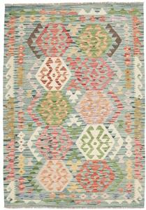 Tappeto Kilim Stilizzato Verde Acqua Rosso Corallo 128x181 Cm
