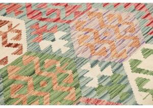 Tappeto Kilim Stilizzato Verde Acqua Rosso Corallo 128x181 Cm