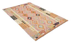 Tappeto Kilim Geometrico Giallo Senape Azzurro 127x182 Cm