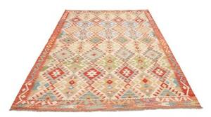 Tappeto Kilim Geometrico Rosso Mattone Beige 173x244 Cm