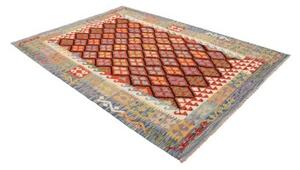 Tappeto Kilim Geometrico Rosso Mattone Arancione 173x248 Cm