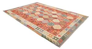 Tappeto Kilim Geometrico Rosso Ruggine Multicolore 207x301 Cm