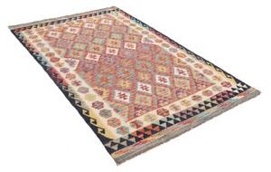 Tappeto Kilim Geometrico Beige Rosso 127x192 Cm