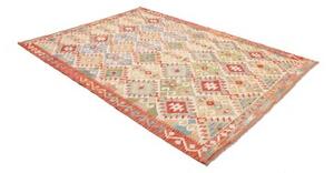 Tappeto Kilim Geometrico Rosso Mattone Beige 173x244 Cm