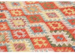 Tappeto Kilim Geometrico Rosso Avorio 208x291 Cm
