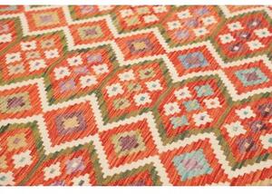 Tappeto Kilim Geometrico Rosso Mattone Verde Salvia 206x305 Cm