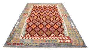 Tappeto Kilim Geometrico Rosso Mattone Arancione 173x248 Cm