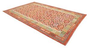 Tappeto Kilim Geometrico Rosso Mattone Verde Salvia 206x305 Cm