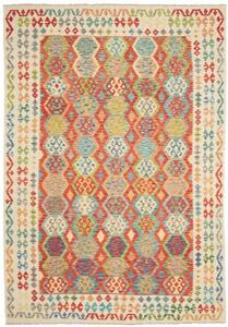 Tappeto Kilim Geometrico Rosso Verde Chiaro 209x301 Cm
