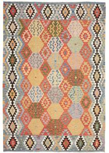 Tappeto Kilim Geometrico Rosso Mattone Multicolore 208x301 Cm
