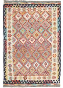 Tappeto Kilim Geometrico Beige Rosso 127x192 Cm