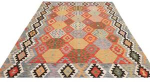 Tappeto Kilim Geometrico Rosso Mattone Multicolore 208x301 Cm