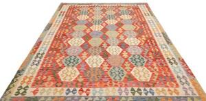 Tappeto Kilim Geometrico Rosso Ruggine Multicolore 207x301 Cm