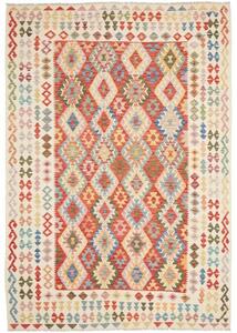 Tappeto Kilim Geometrico Rosso Avorio 208x291 Cm