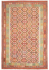 Tappeto Kilim Geometrico Rosso Mattone Verde Salvia 206x305 Cm