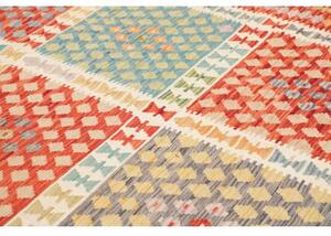Tappeto Kilim Geometrico Rosso Azzurro 208x298 Cm