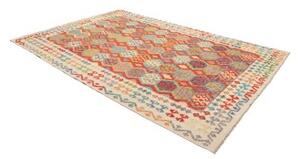 Tappeto Kilim Geometrico Rosso Verde Chiaro 209x301 Cm