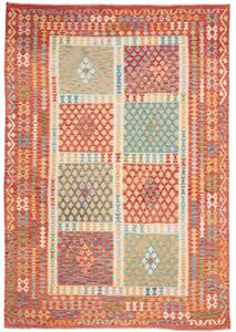 Tappeto Kilim Geometrico Rosso Azzurro 208x298 Cm