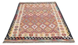 Tappeto Kilim Geometrico Beige Rosso 127x192 Cm