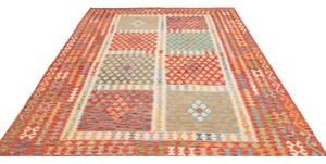 Tappeto Kilim Geometrico Rosso Azzurro 208x298 Cm