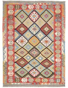 Tappeto Kilim Geometrico Rosso Multicolore 174x238 Cm