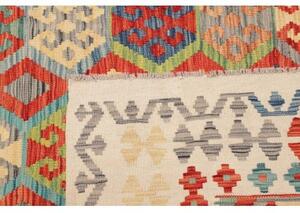 Tappeto Kilim Geometrico Rosso Verde Chiaro 209x301 Cm