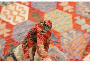 Tappeto Kilim Geometrico Rosso Ruggine Multicolore 207x301 Cm