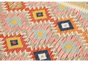Tappeto Kilim Geometrico Giallo Senape Azzurro 127x182 Cm