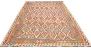 Tappeto Kilim Geometrico Terracotta Beige 208x302 Cm