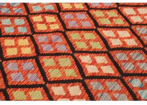 Tappeto Kilim Geometrico Rosso Mattone Arancione 173x248 Cm