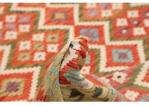 Tappeto Kilim Geometrico Rosso Mattone Verde Salvia 206x305 Cm
