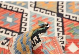 Tappeto Kilim Geometrico Rosso Mattone Blu Avio 174x235 Cm