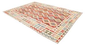 Tappeto Kilim Geometrico Rosso Avorio 208x291 Cm