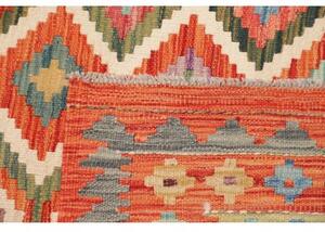 Tappeto Kilim Geometrico Rosso Mattone Verde Salvia 206x305 Cm